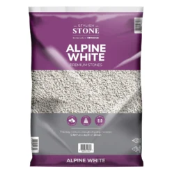 Stylish Stone Premium Alpine White Chippings - Large Pack - 19kg -Garden Tool Shop 12815203 2174902949019901
