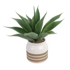 Artificial Aloe Vera In Striped Pot -Garden Tool Shop 12879278 1824858347884700