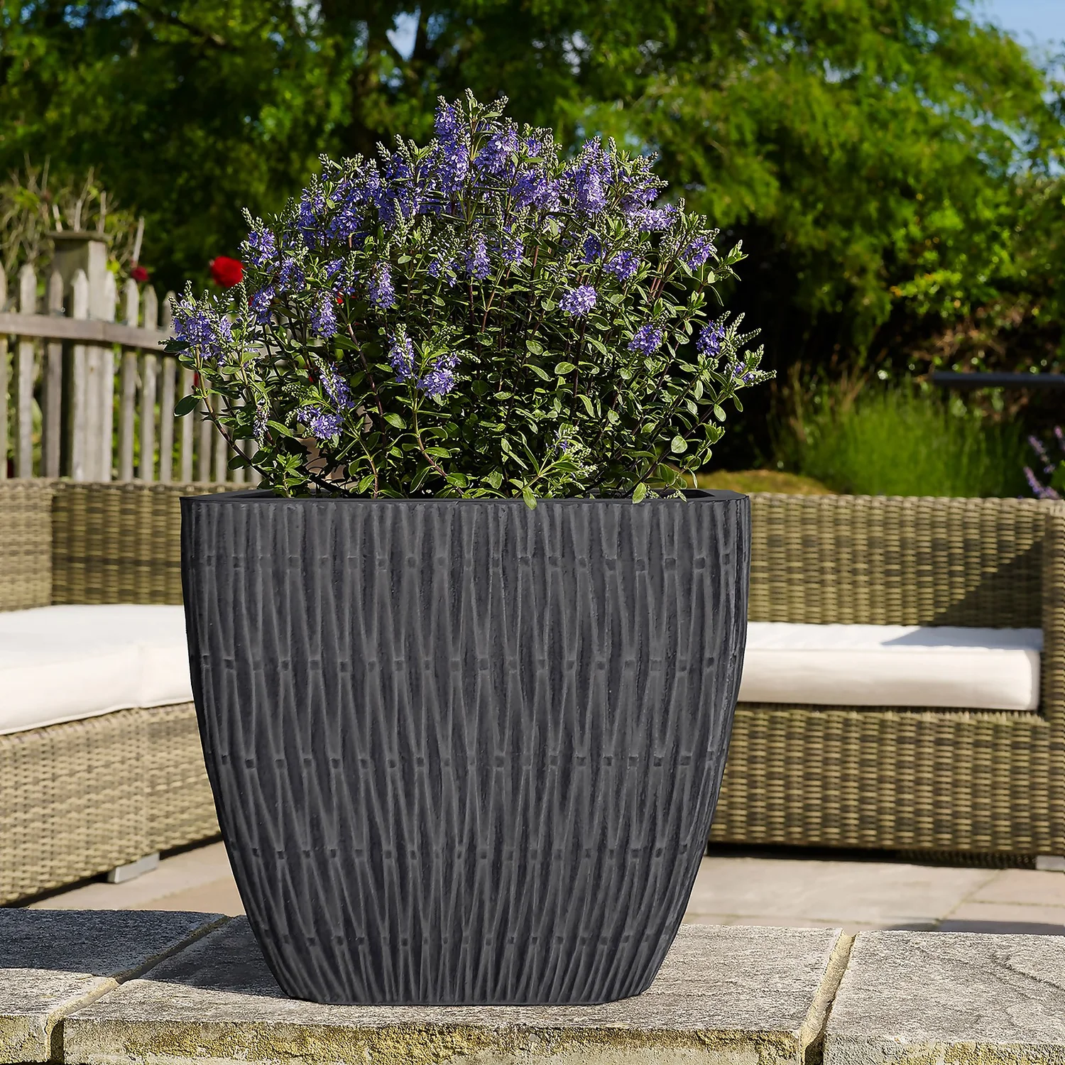 House Beautiful Roma Weave Charcoal Square Pot - 44cm 4 House Beautiful Roma Weave Charcoal Square Pot - 44cm - Image 2