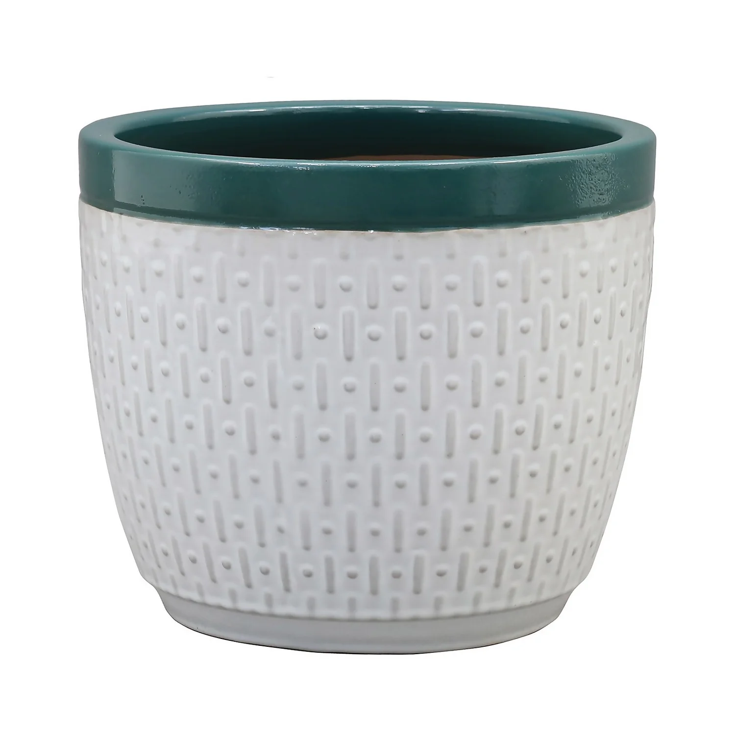 House Beautiful 2 Tone Teal Rim Egg Pot - 25cm 3 House Beautiful 2 Tone Teal Rim Egg Pot - 25cm