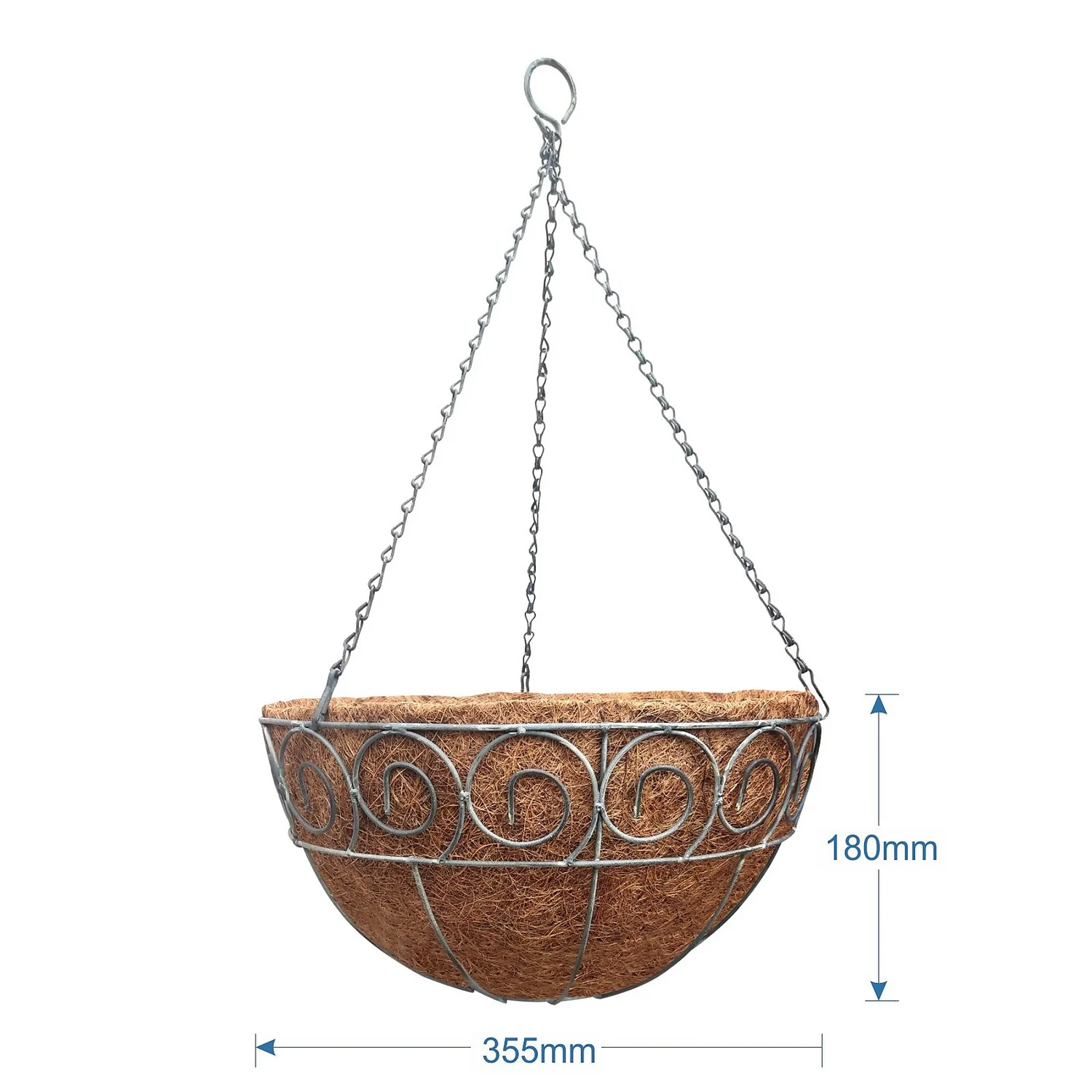 35 Cm Distress Finish Hanging Basket With Coco Liner 6 35 Cm Distress Finish Hanging Basket With Coco Liner - Image 4