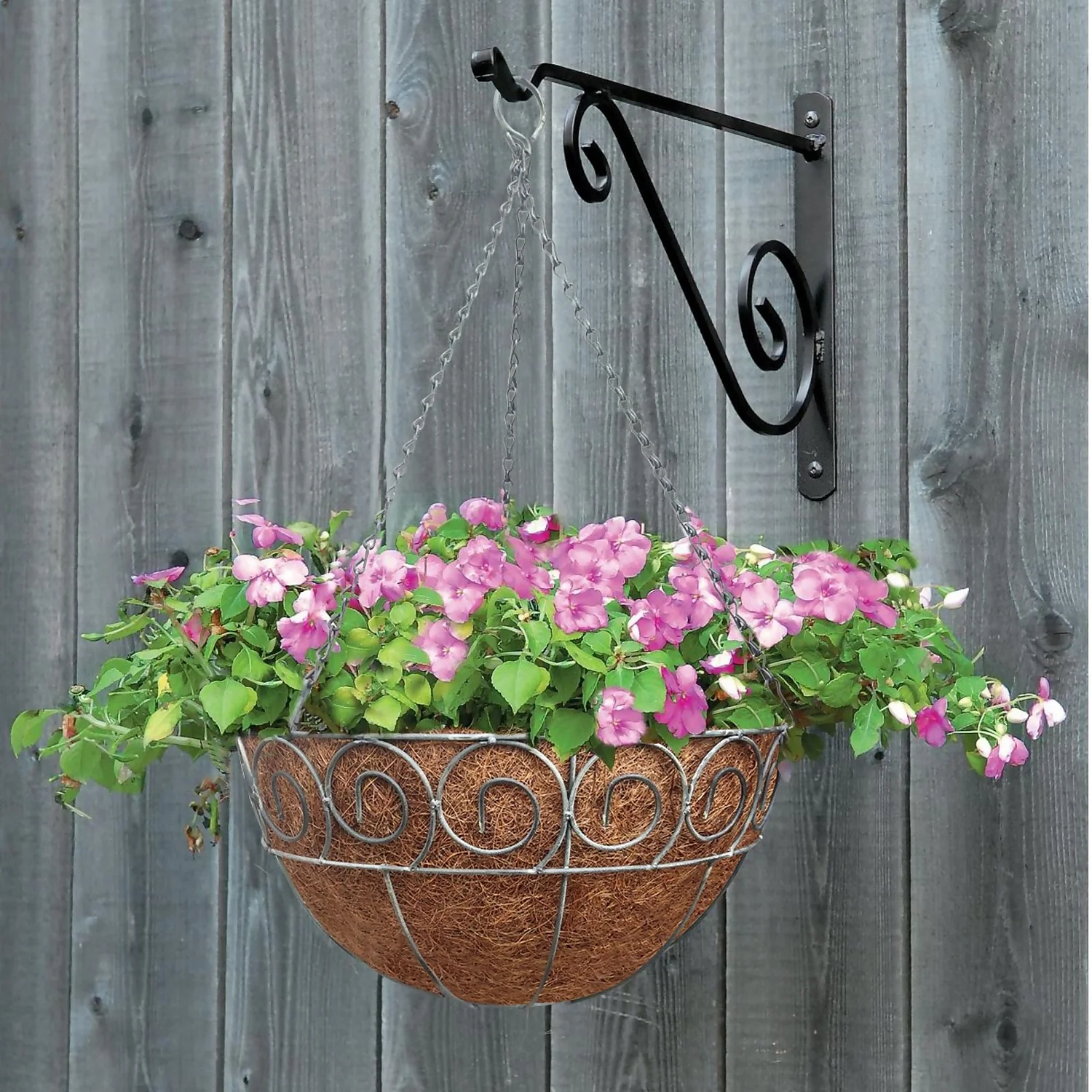 35 Cm Distress Finish Hanging Basket With Coco Liner 4 35 Cm Distress Finish Hanging Basket With Coco Liner - Image 2