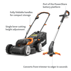 WORX 40V WG927E Cordless Lawn Mower & Trimmer Twin Pack - 34cm -Garden Tool Shop 13280772 9464944645645159