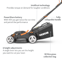 WORX 40V WG779E.1 Cordless Lawn Mower - 34cm 12 WORX 40V WG779E.1 Cordless Lawn Mower - 34cm -Garden Tool Shop 13326413 2294944673153362