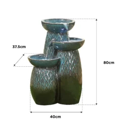 Stylish Fountain Glazed Trio Water Feature With LEDs -Garden Tool Shop 13846047 1304962028404822