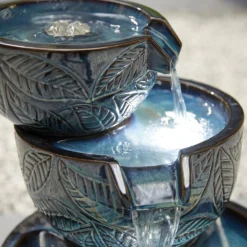 Stylish Fountain Fossil Leaf Water Feature With LEDs -Garden Tool Shop 13846049 1054962028345905