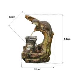 Stylish Fountain Otters Element Water Feature With LEDs -Garden Tool Shop 13846070 1334978880968539