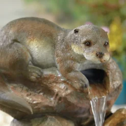 Stylish Fountain Otter Pools Water Feature With LEDs -Garden Tool Shop 13846071 1494962028210242