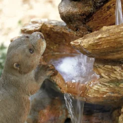 Stylish Fountain Otter Pools Water Feature With LEDs -Garden Tool Shop 13846071 4324962028308486