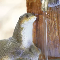 Stylish Fountain Playful Otters Water Feature With LEDs -Garden Tool Shop 13846072 8474962027929886