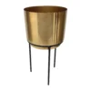 Brass Indoor Plant Pot With Straight Stand - 14cm