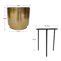Brass Indoor Plant Pot With Straight Stand - 14cm -Garden Tool Shop 13887189 3074999809676395