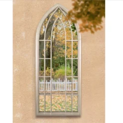 MirrorOutlet Somerley Sunflower Gothic Arch Large Garden Mirror - 150x61 Cm -Garden Tool Shop 13950558 9584987173091575