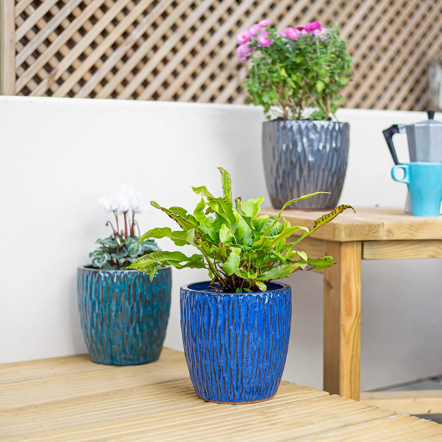 Chiswick Textured Pot Blue - 38cm 7 Chiswick Textured Pot Blue - 38cm - Image 5