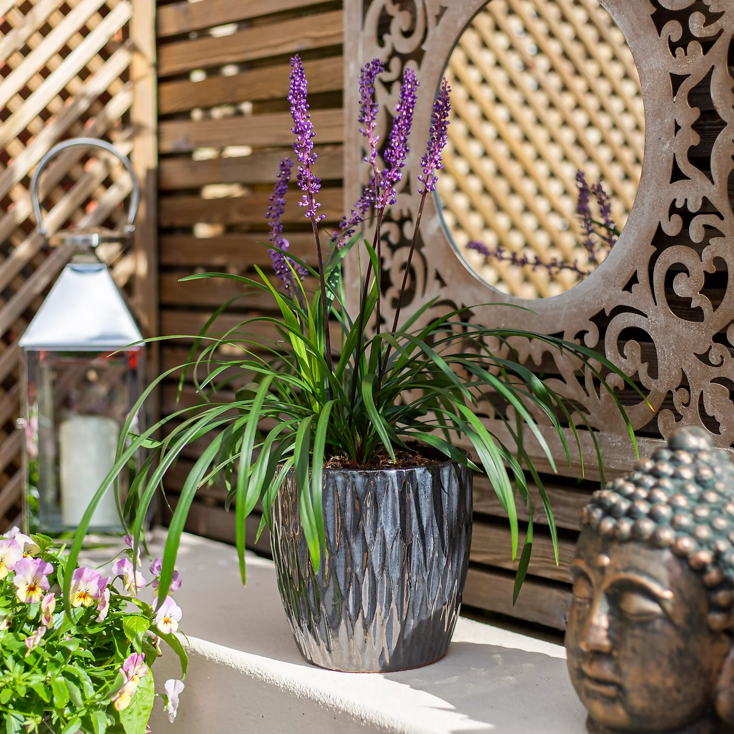 Chiswick Textured Pot Black - 38cm 4 Chiswick Textured Pot Black - 38cm - Image 2