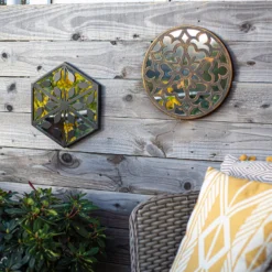 Hexagonal Laser Cut Outdoor Mirror 35cm - Black -Garden Tool Shop 13981007 1595005835402682