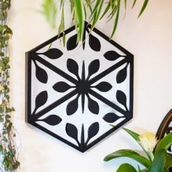 Hexagonal Laser Cut Outdoor Mirror 35cm - Black -Garden Tool Shop 13981007 7935005835323161