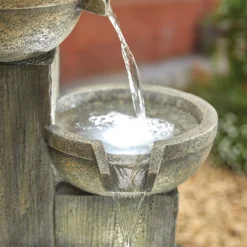 Stylish Fountain Ash Columns Water Feature With LEDs -Garden Tool Shop 14519359 2355047822573173