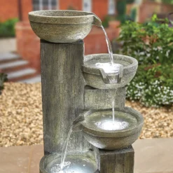 Stylish Fountain Ash Columns Water Feature With LEDs -Garden Tool Shop 14519359 4105047822611828