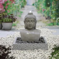 Stylish Fountain Lotus Buddha Water Feature With LEDs -Garden Tool Shop 14519362 1725047822576716